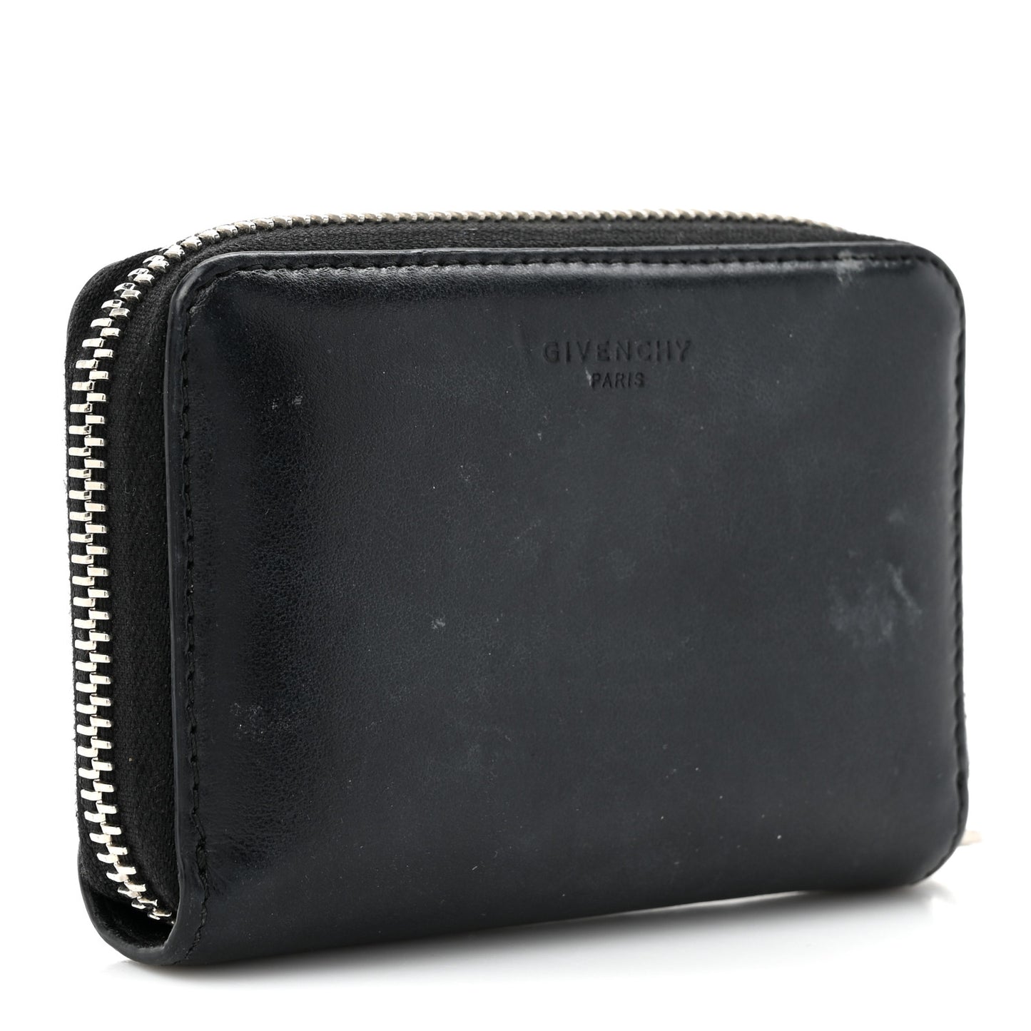 Calfskin Iconic Bambi Print Mini Zip Wallet Black White