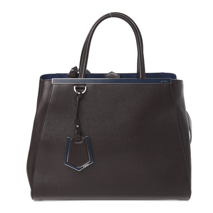 Fendi Vitello Elite Regular 2Jours Tote Caffe Noir Navy 1 of 10