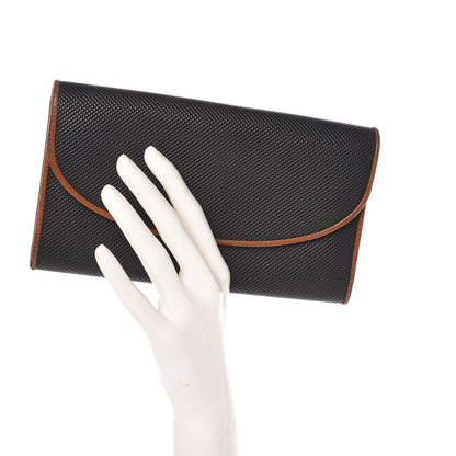 Bottega Veneta Rubberized Canvas Marco Polo Long Flap Wallet Black Brown 2 of 7