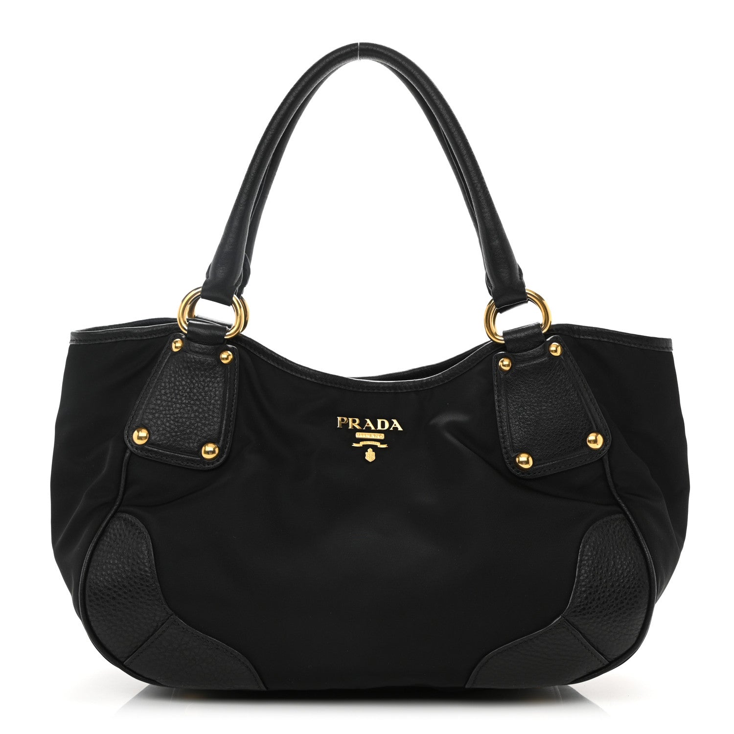 Prada Tessuto Nylon Vitello Daino Shoulder Bag Black 1 of 9