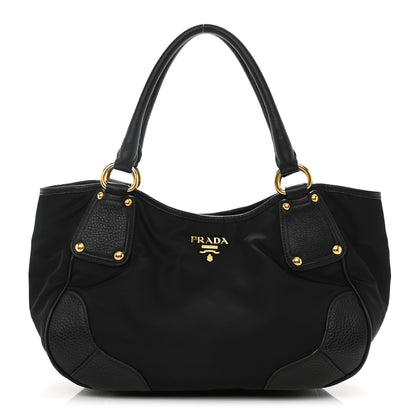 Prada Tessuto Nylon Vitello Daino Shoulder Bag Black 1 of 9