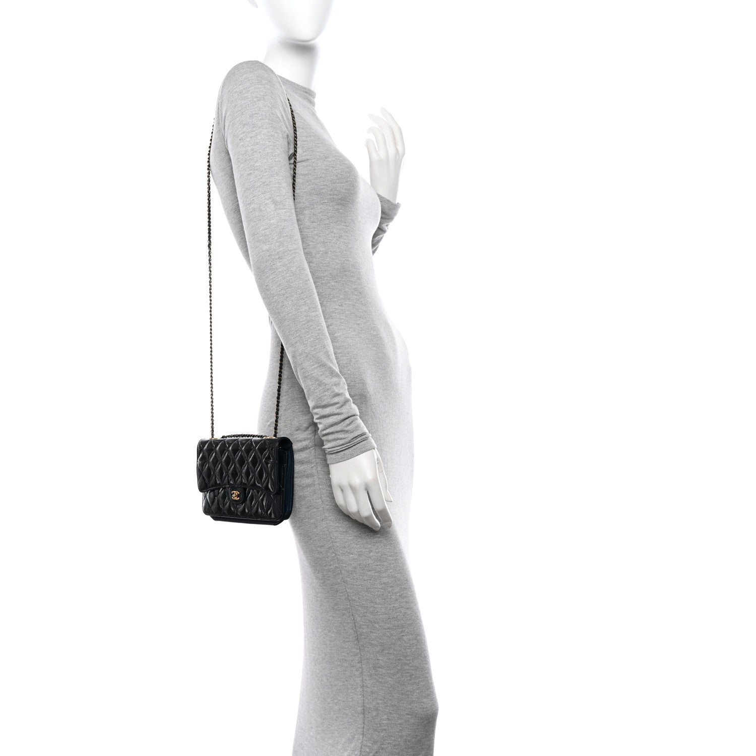 Chanel Patent Goatskin Quilted CC Eyelet Wallet On Chain WOC Blue 2 of 11