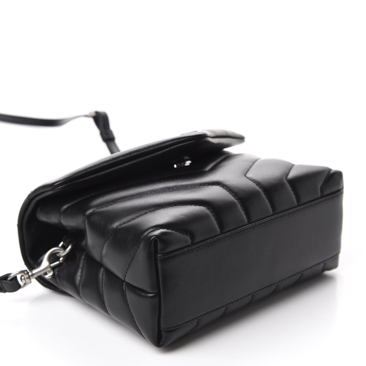 Calfskin Y Quilted Monogram Toy Loulou Crossbody Bag Black