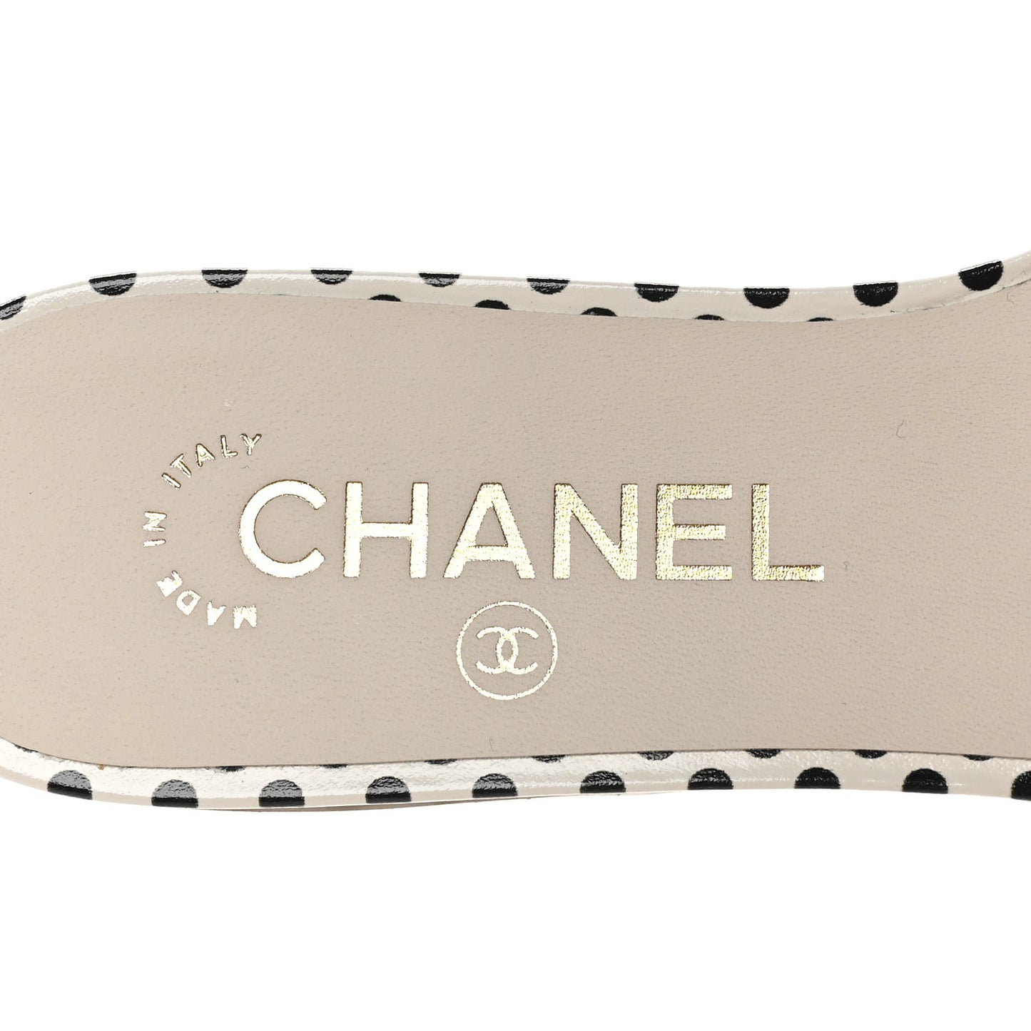 Calfskin Printed Camellia CC Slides 36 Ivory Black