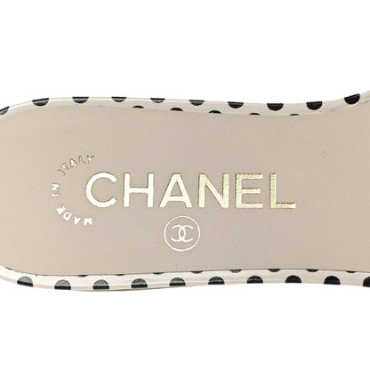 Chanel Calfskin Printed Camellia CC Slides 36 Ivory Black 7 of 10