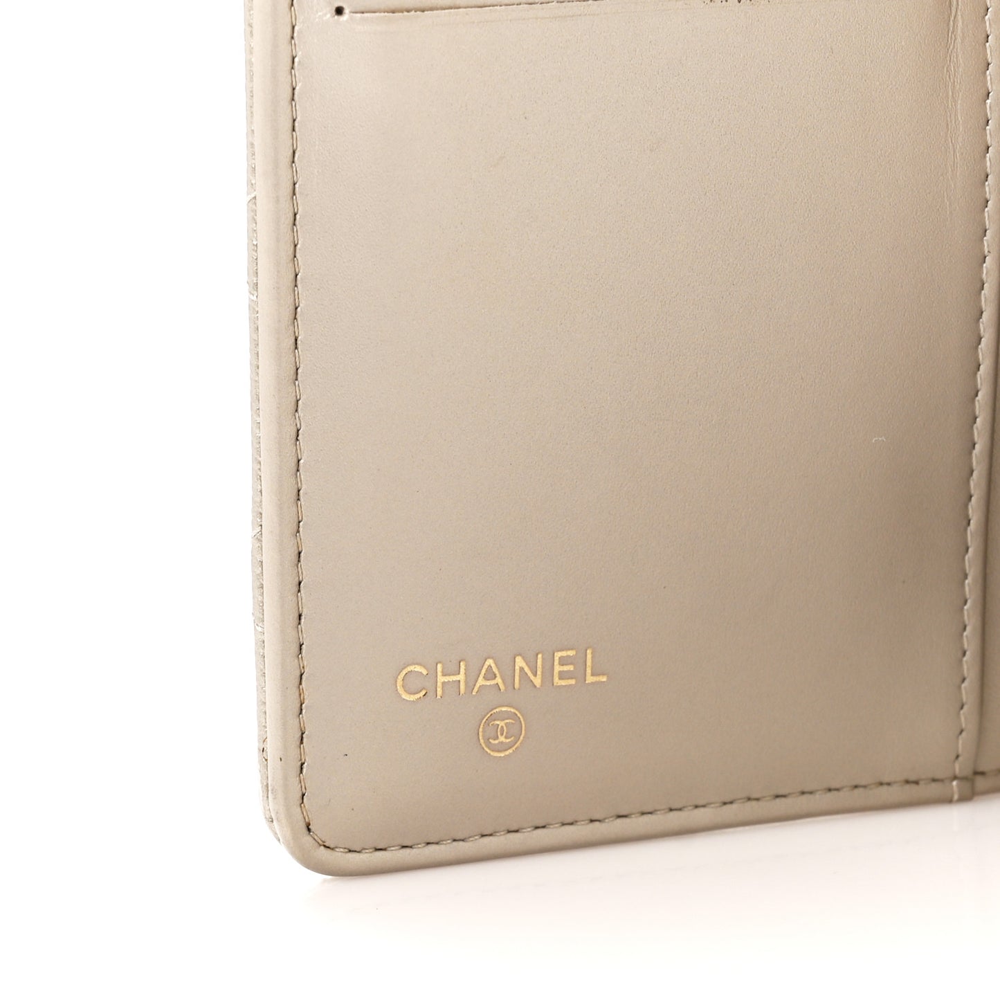 Metallic Caviar Quilted Yen Wallet Gold