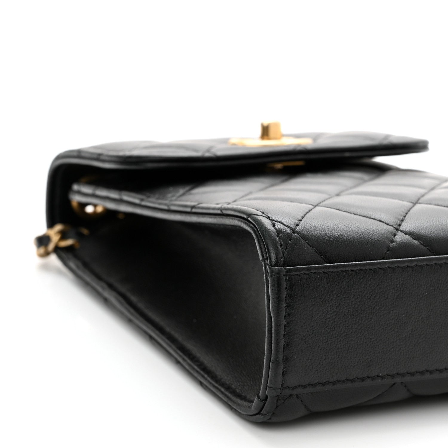 Chanel Lambskin Quilted Pearl Crush Phone Holder With Chain Black 10 of 12