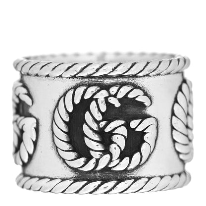 Gucci Sterling Silver Wide GG Marmont Ring 50 5.25 1 of 4