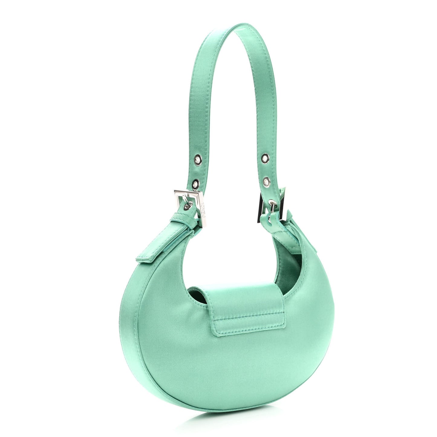 Silk Satin Mini Cookie Hobo Bag Spring Turquoise