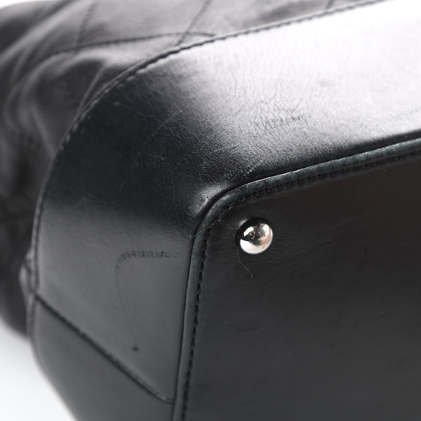 Calfskin Stitched Large VIP Shopping Tote Black