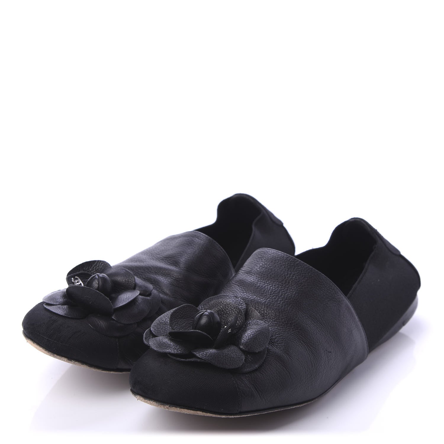 Chanel Calfskin Grosgrain Camellia Mocassin Loafers 41 Black 3 of 9