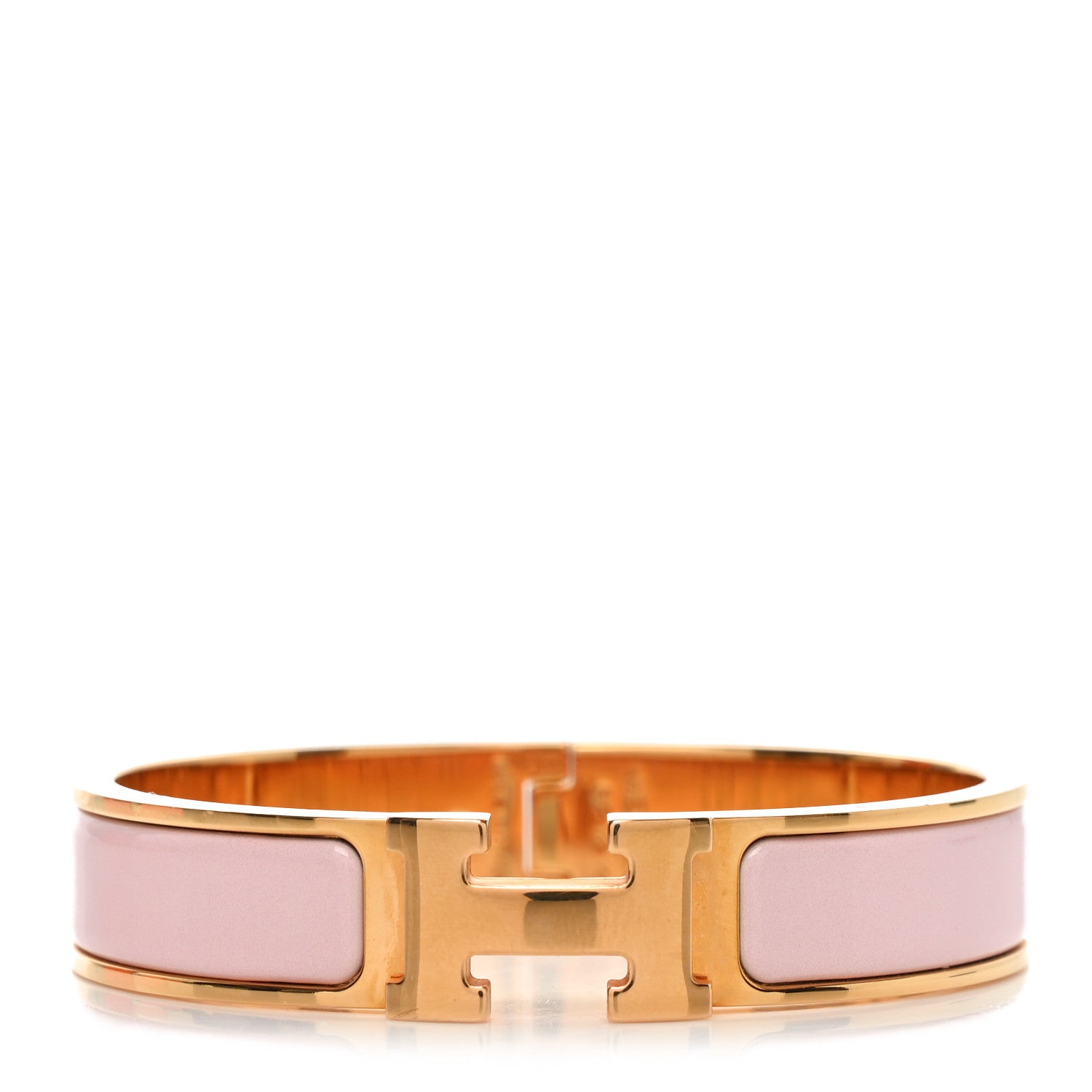 Hermes Enamel Narrow Clic Clac H Bracelet PM  Rose Candeaur 1 of 4
