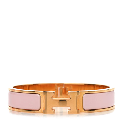 Hermes Enamel Narrow Clic Clac H Bracelet PM  Rose Candeaur 1 of 4