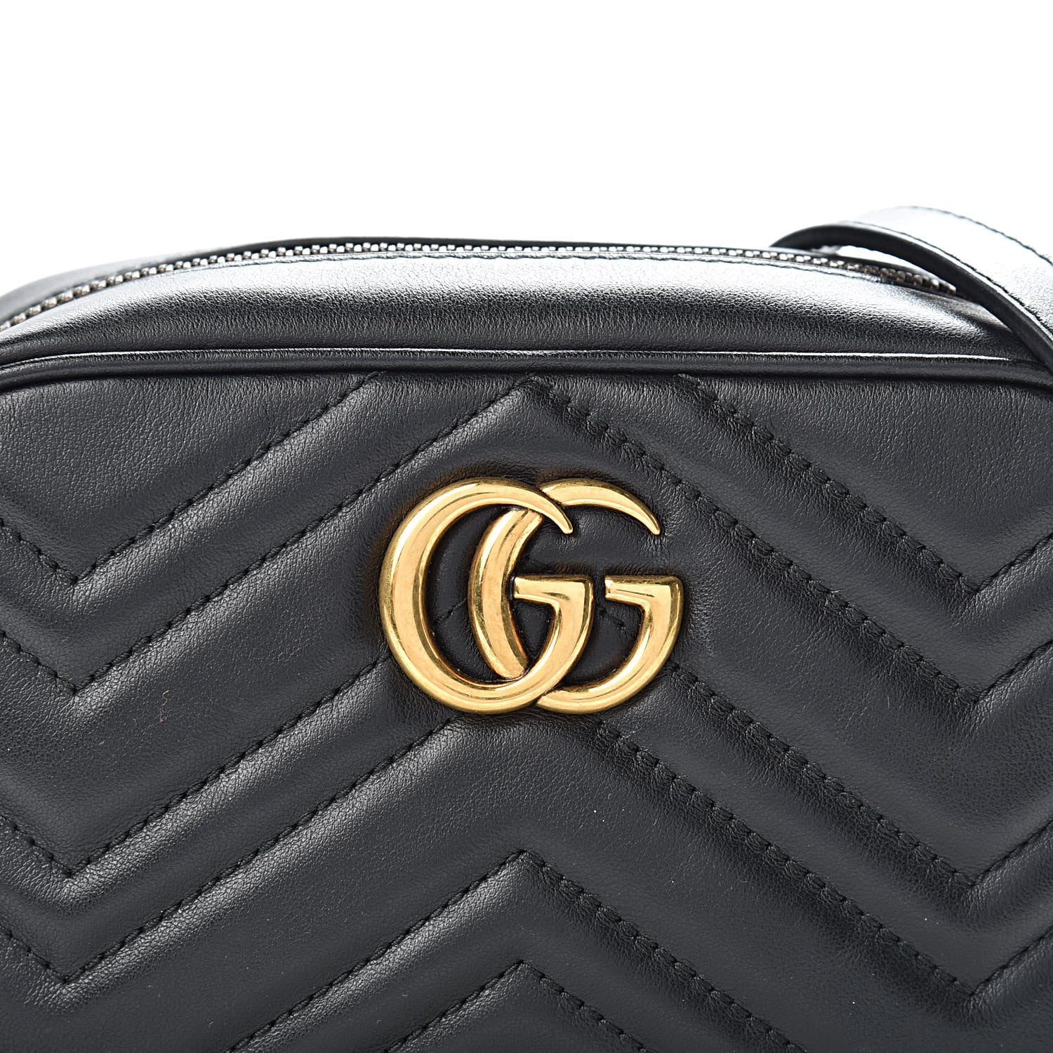 Gucci Calfskin Matelasse Mini GG Marmont Chain Shoulder Bag Black 9 of 11