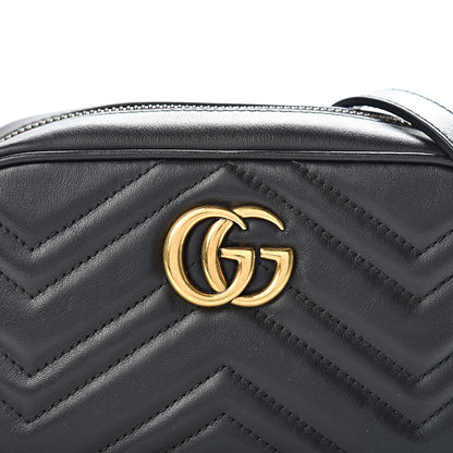Gucci Calfskin Matelasse Mini GG Marmont Chain Shoulder Bag Black 9 of 11