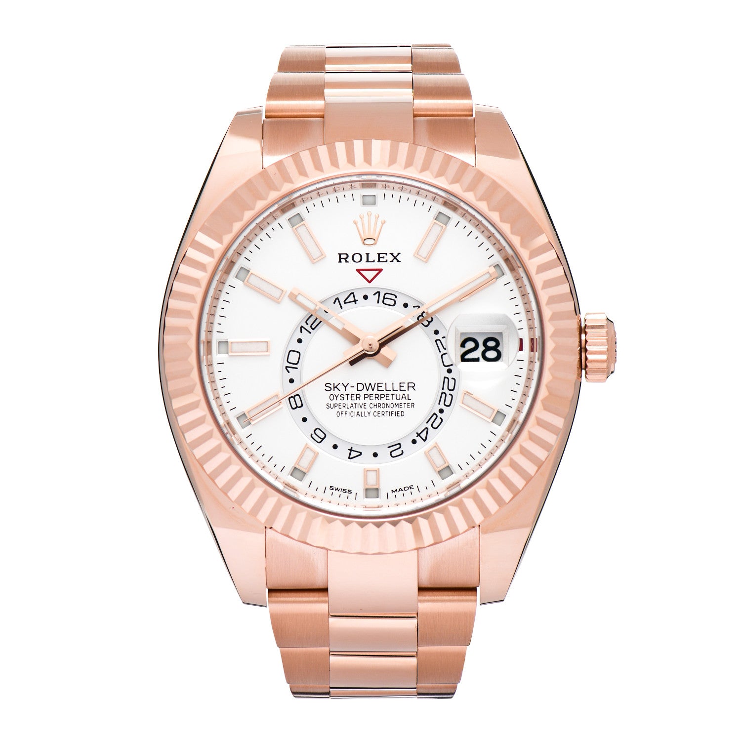 Rolex 18K Everose Gold 42mm Oyster Perpetual Sky-Dweller Watch White 326935 1 of 5