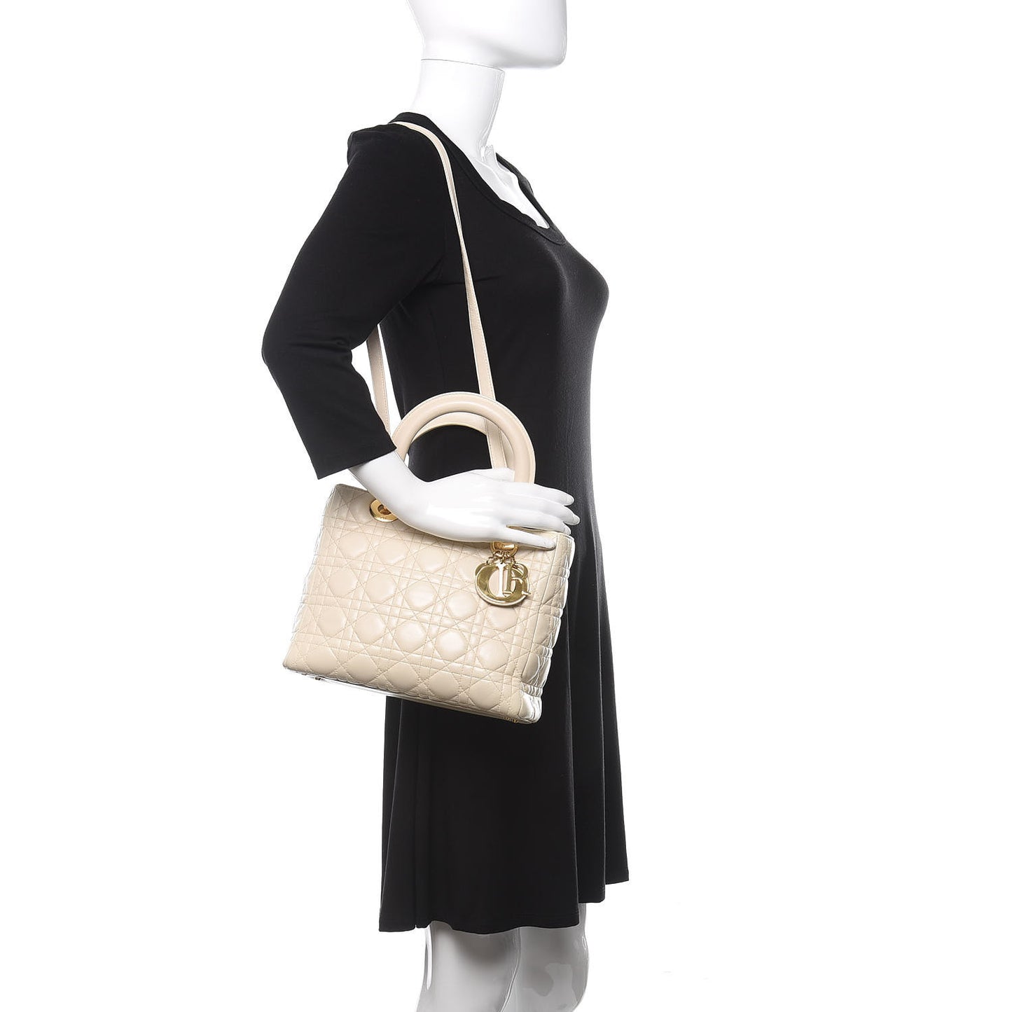 Lambskin Cannage Medium Lady Dior White