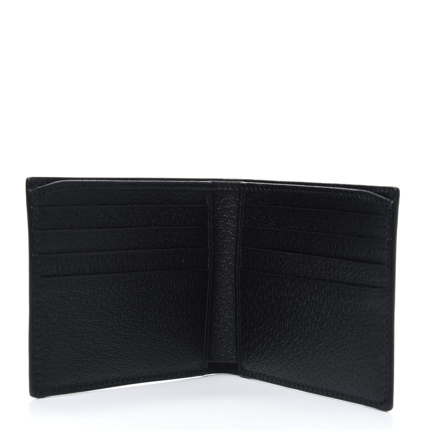 Calfskin Boar Effect Web Bi-Fold Wallet Black