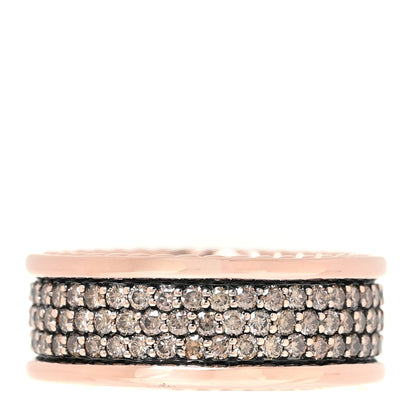 David Yurman 18K Rose Gold Cognac Diamond Pave Streamline Three Row Band Ring 60 9 1 of 5
