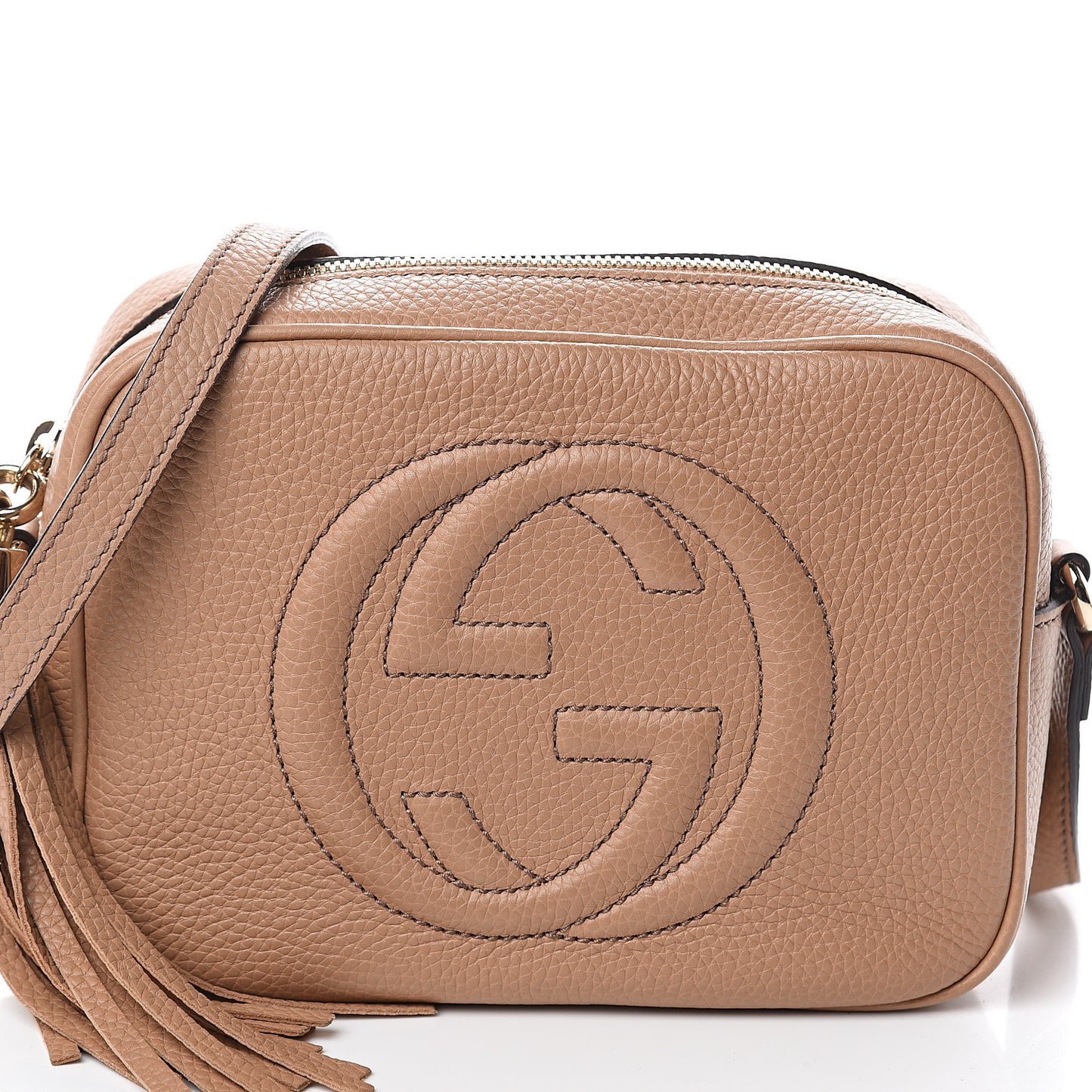Pebbled Calfskin Small Soho Disco Bag Rose Beige