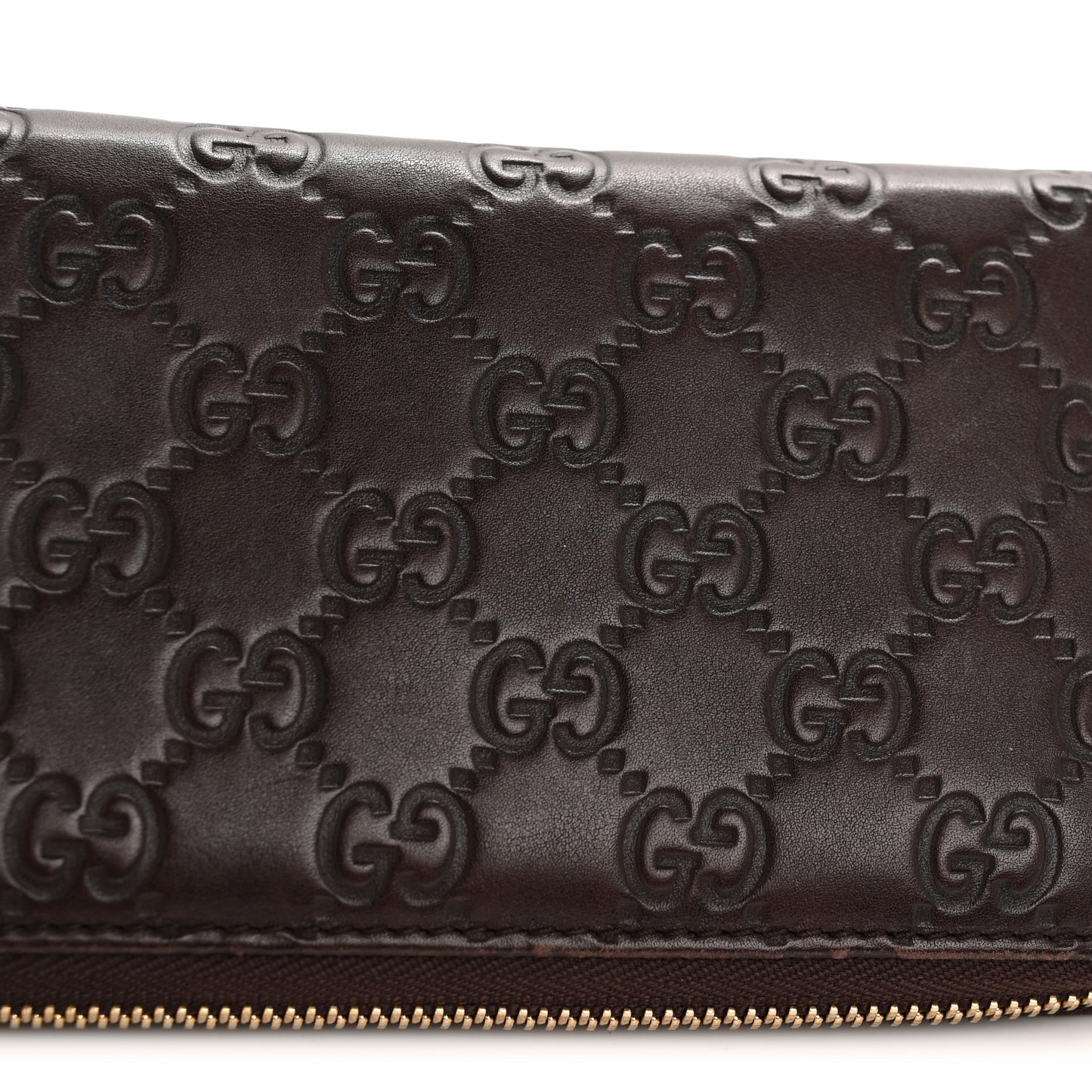 Guccissima GG Pierce Zip Around Wallet Dark Brown
