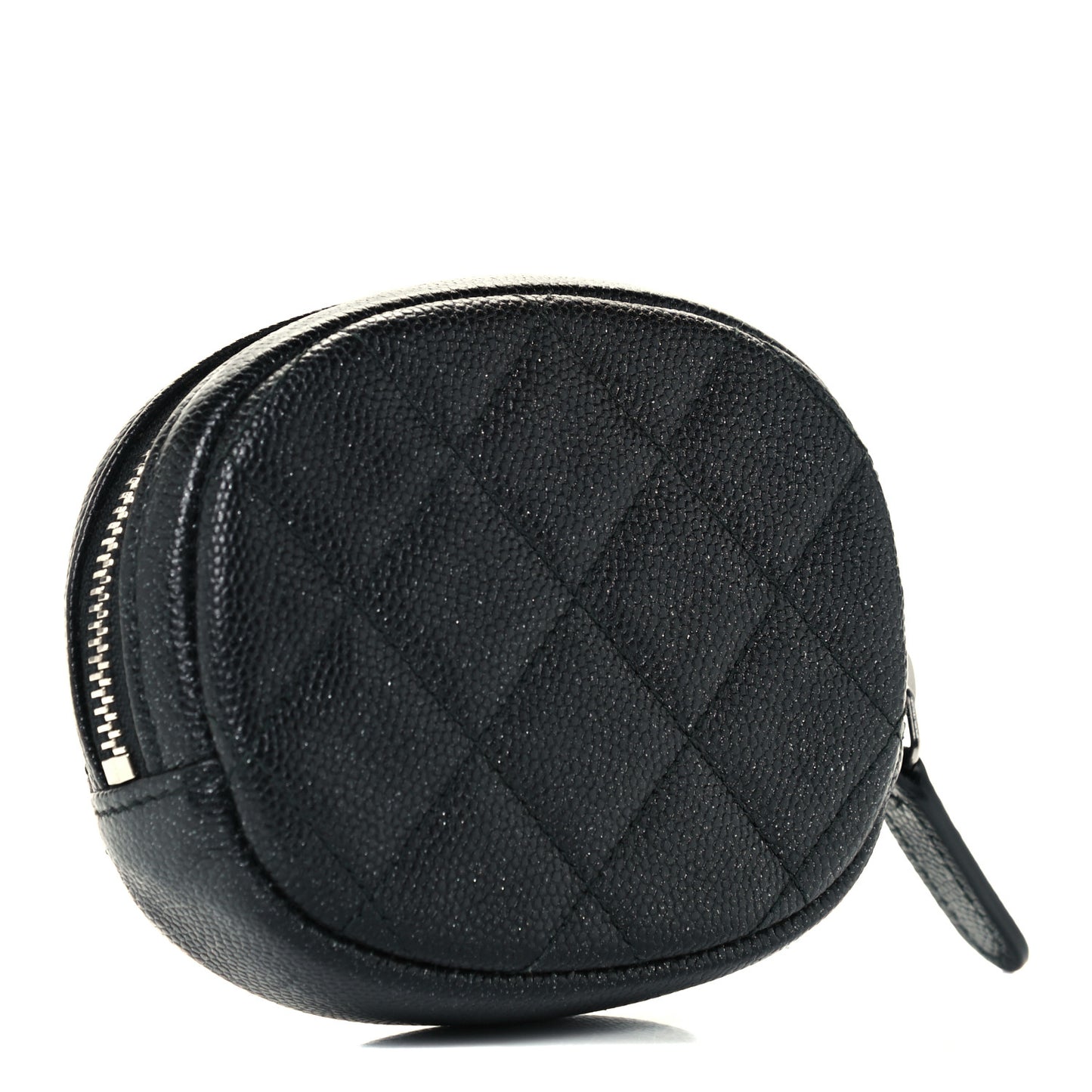 Iridescent Caviar Quilted Zip Around Classic Coin Purse Black