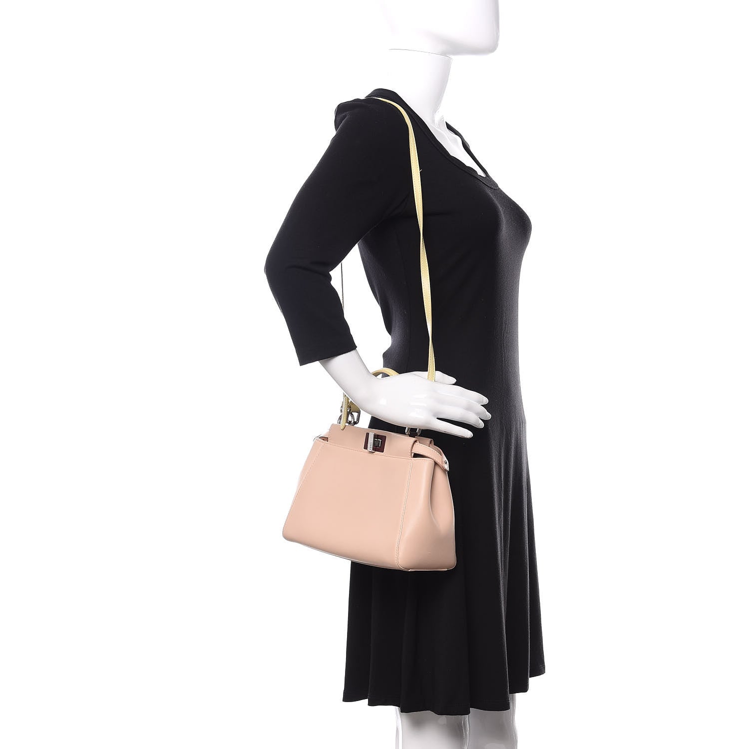 Fendi Nappa Colorblock Mini Peekaboo Iconic Satchel Plaster Banana Grigio Polvere 2 of 11