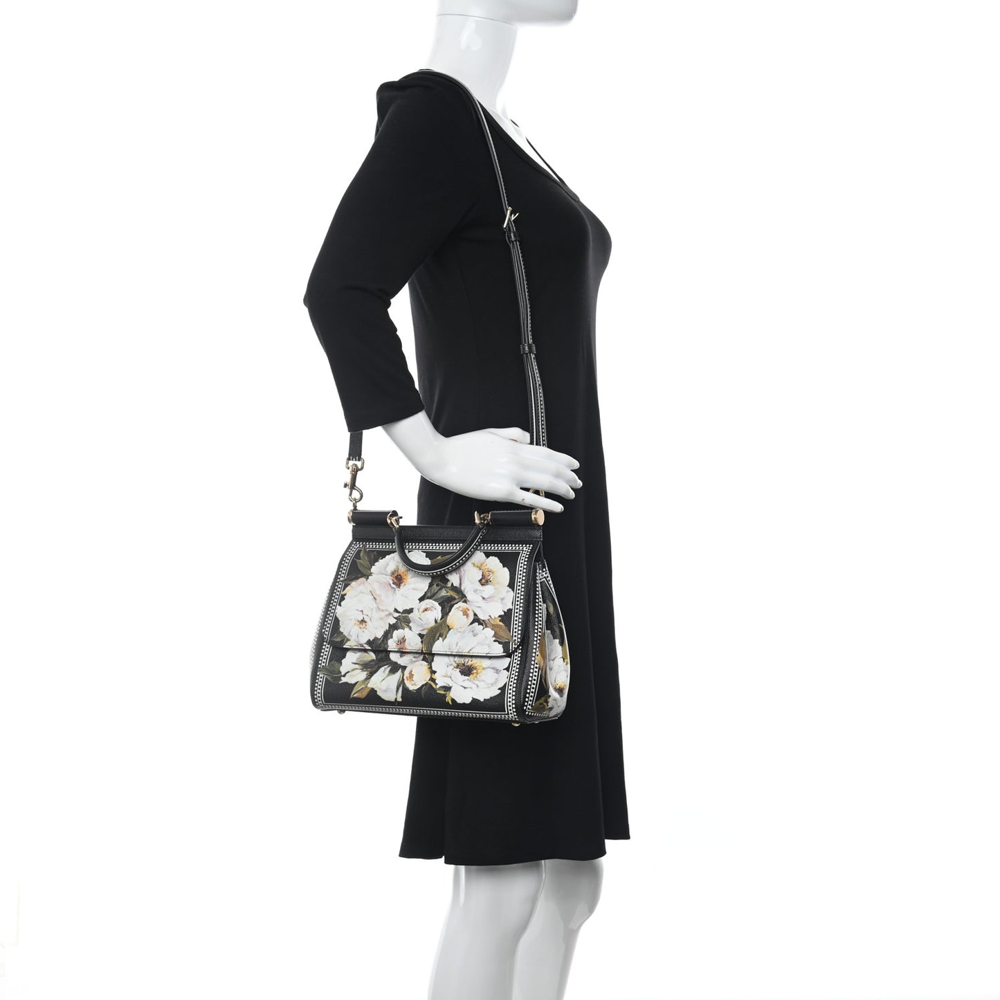 Dauphine Floral Print Miss Sicily Satchel Black Multicolor