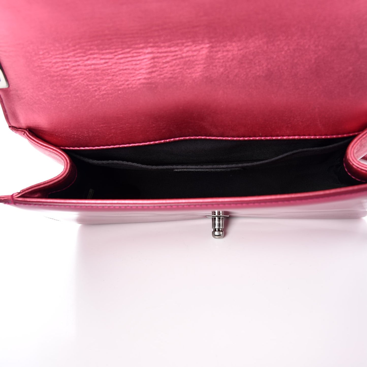 Metallic Patent Calfskin Quilted Medium Boy Flap Pink
