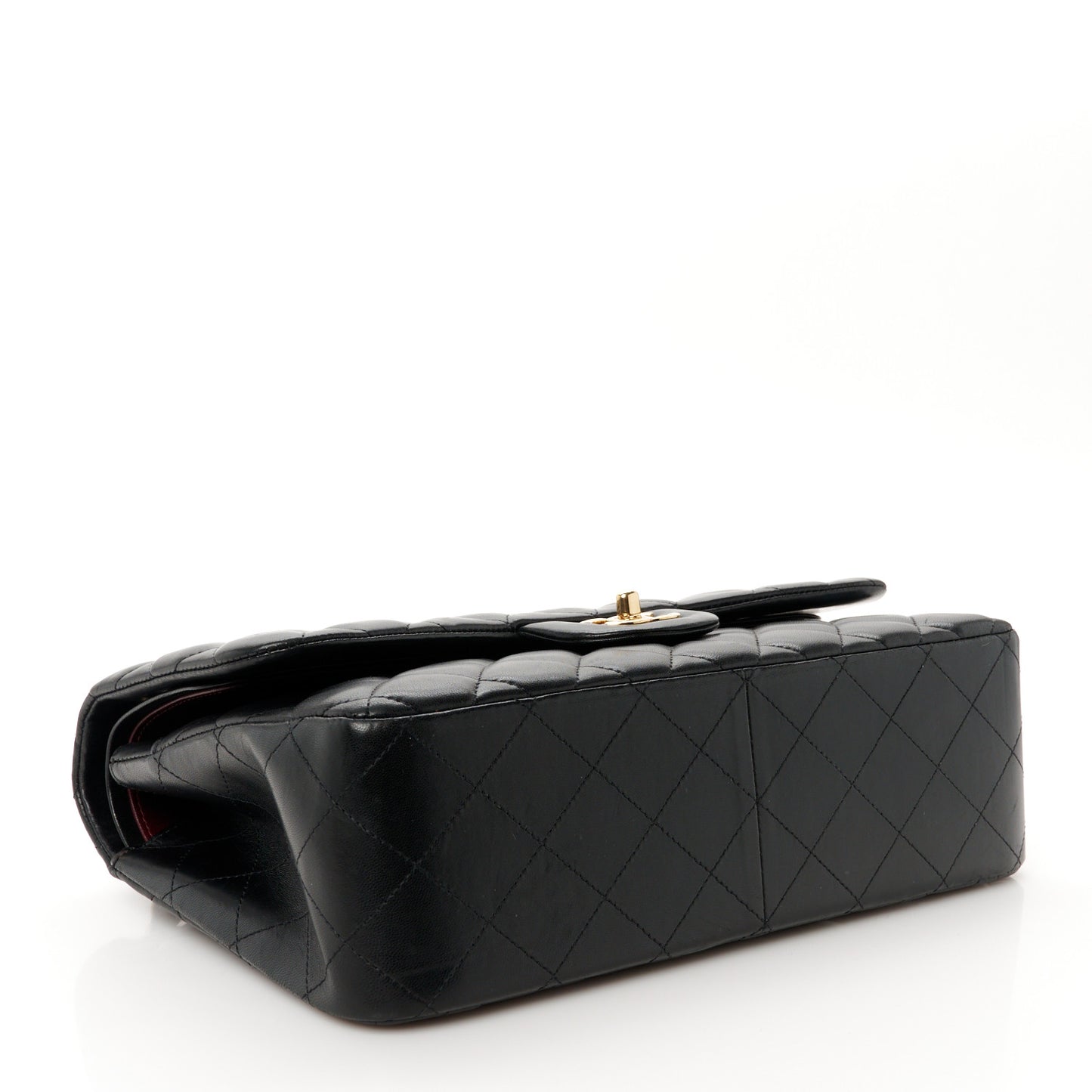 Lambskin Quilted Jumbo Double Flap Black