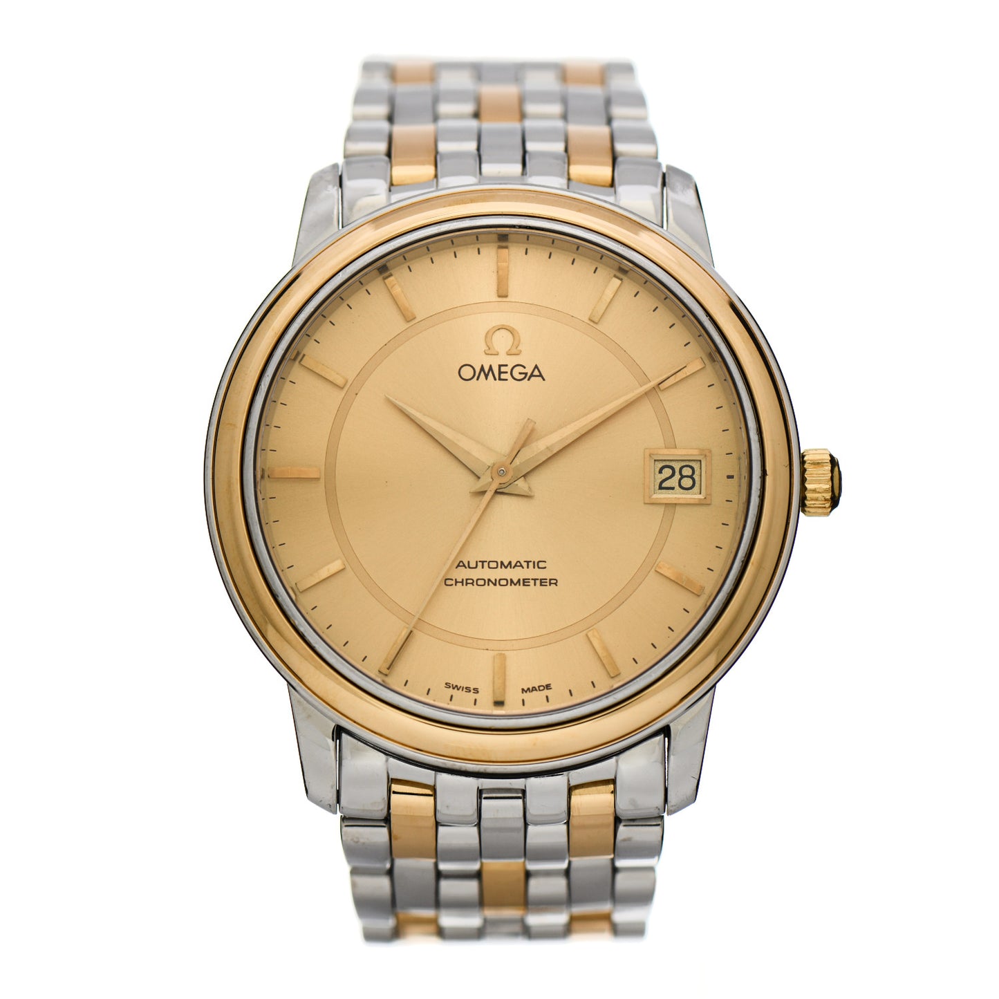 Stainless Steel 18k Yellow Gold 35mm De Ville Chronometer Automatic Watch 168.1050