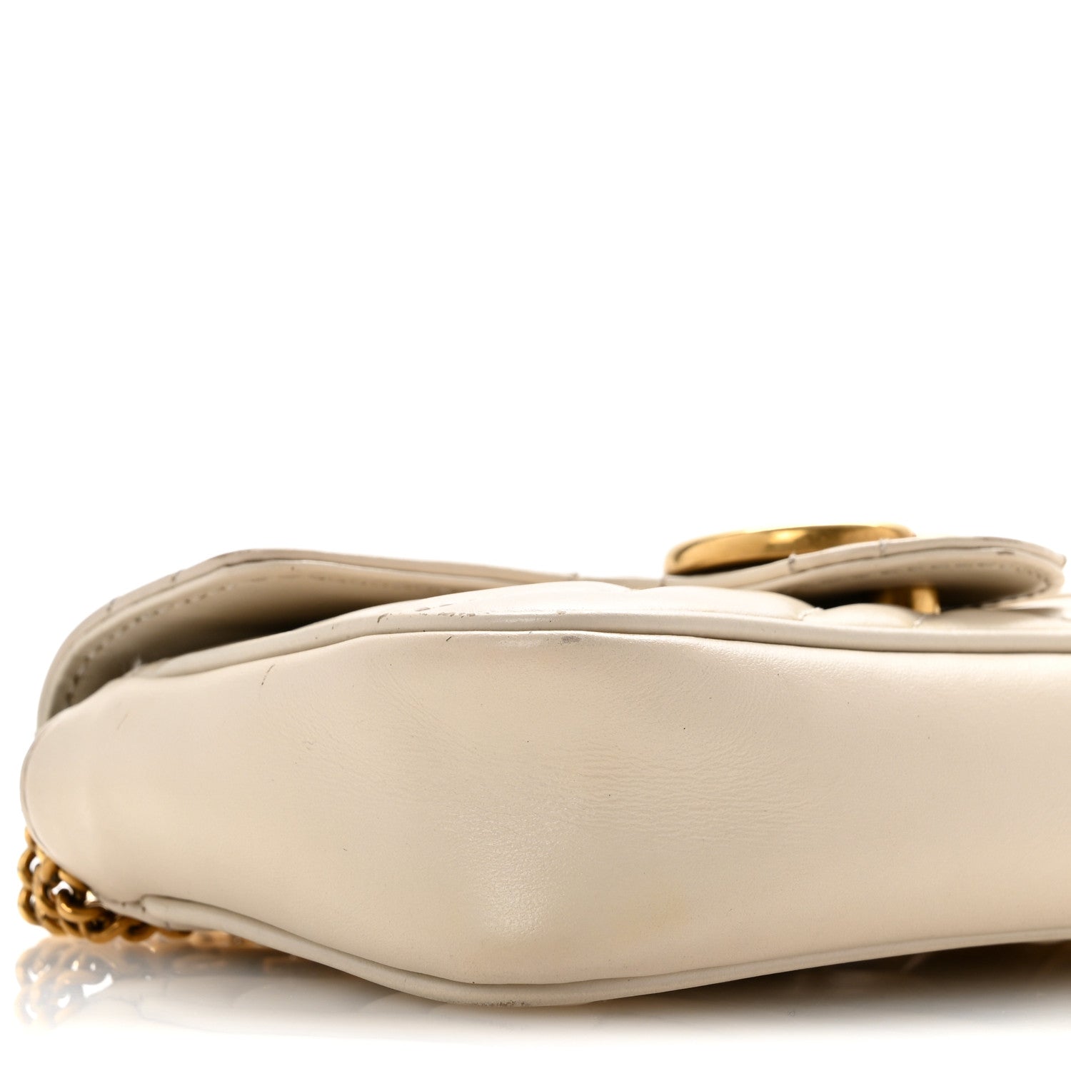 Gucci Calfskin Matelasse Super Mini GG Marmont Shoulder Bag White 9 of 14