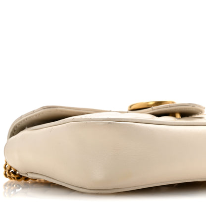 Gucci Calfskin Matelasse Super Mini GG Marmont Shoulder Bag White 9 of 14