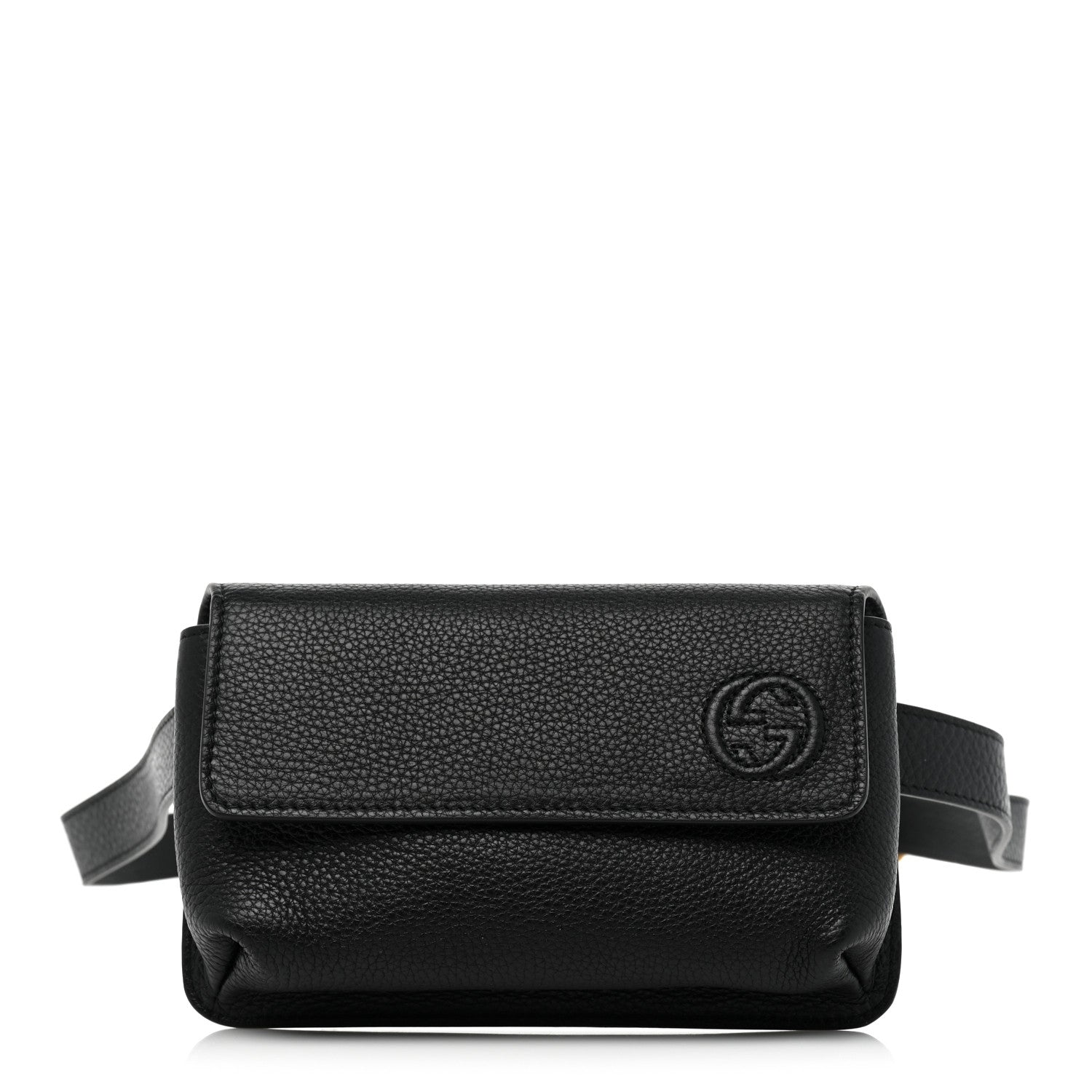 Gucci Pebbled Calfskin Soho Flap Belt Bag Black 1 of 8