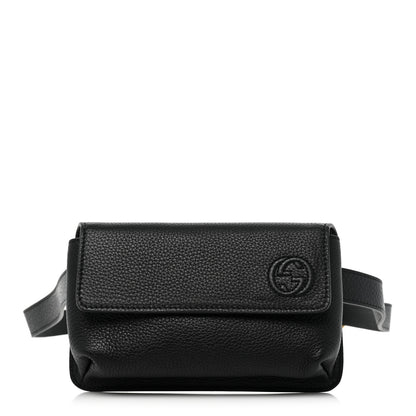 Gucci Pebbled Calfskin Soho Flap Belt Bag Black 1 of 8