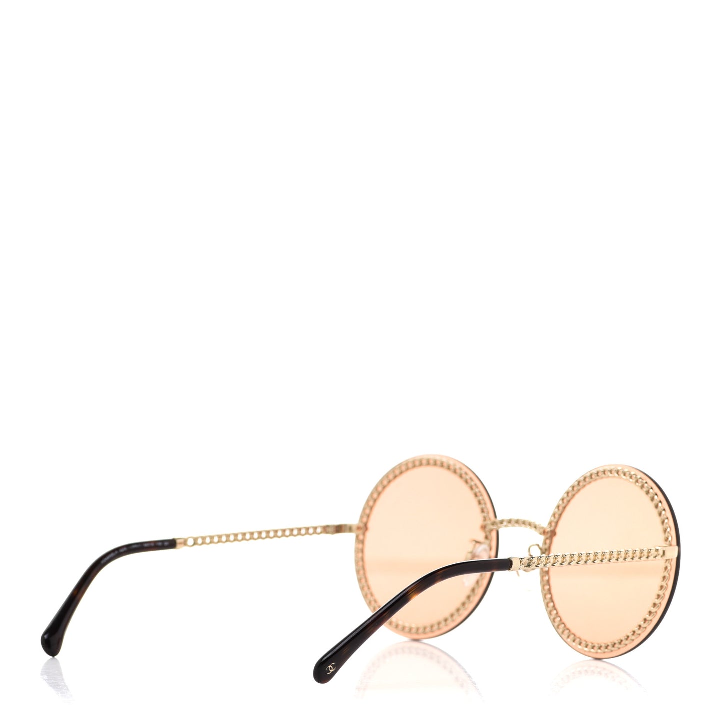 Round Removable Triple Hanging Chain Sunglasses 4245 Light Brown