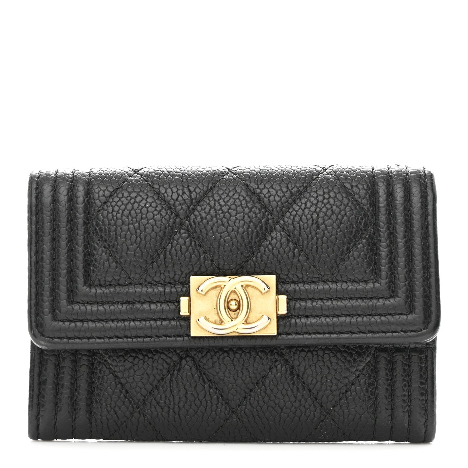 Chanel Caviar Quilted Boy Flap Card Holder Black 1 of 9