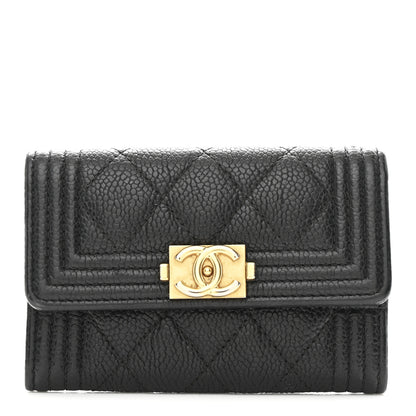 Chanel Caviar Quilted Boy Flap Card Holder Black 1 of 9