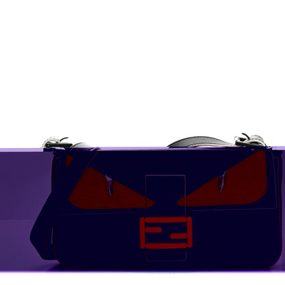 Fendi Vitello Dolce Elite Monster Eyes Bi-Color Baguette Black Yellow 1 of 21