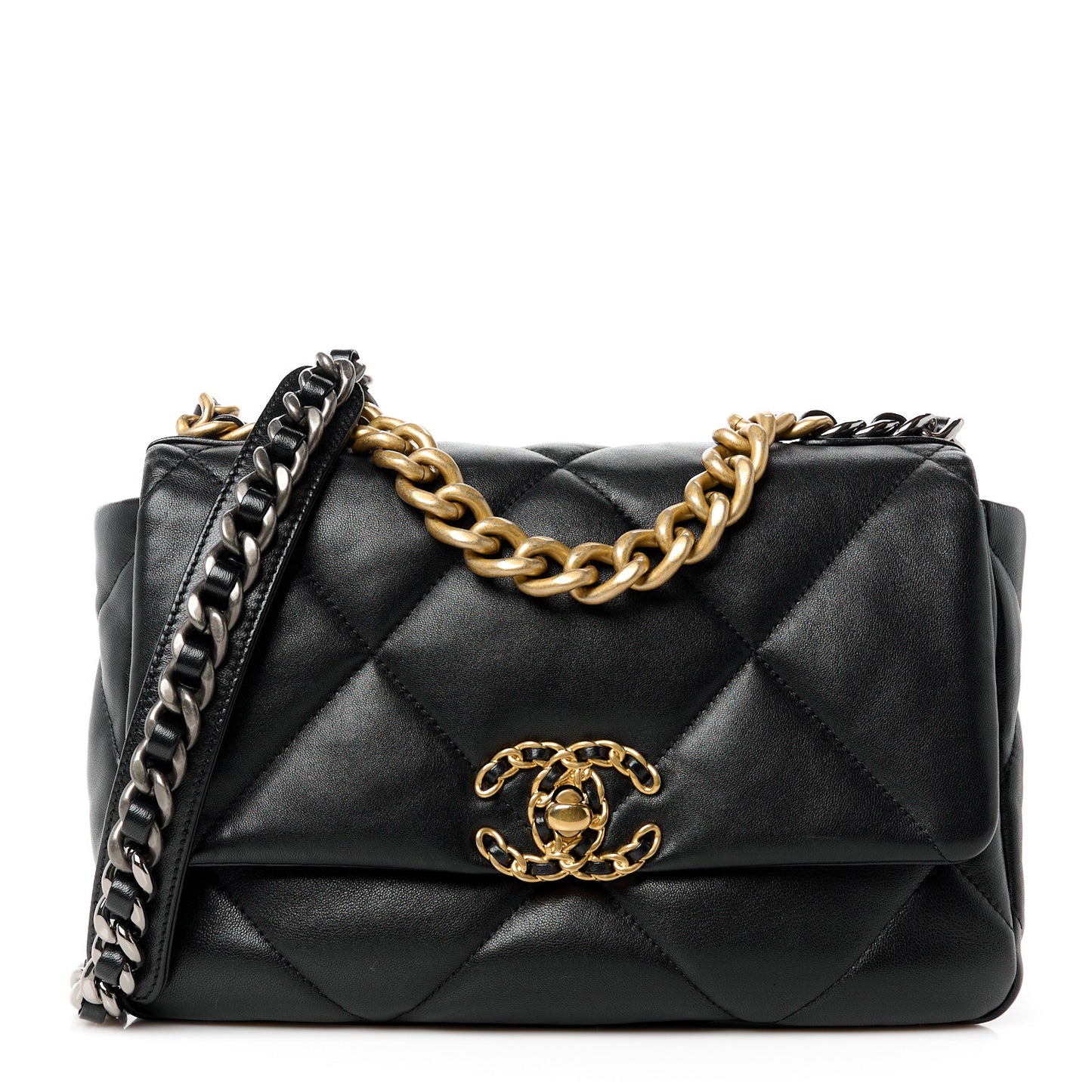 Lambskin Quilted Medium Chanel 19 Flap Black