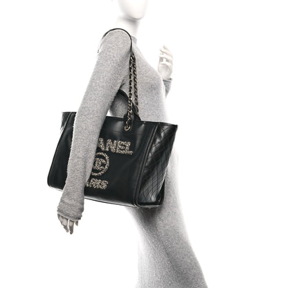Chanel Calfskin Tweed Medium Deauville Tote Black Multicolor 2 of 12