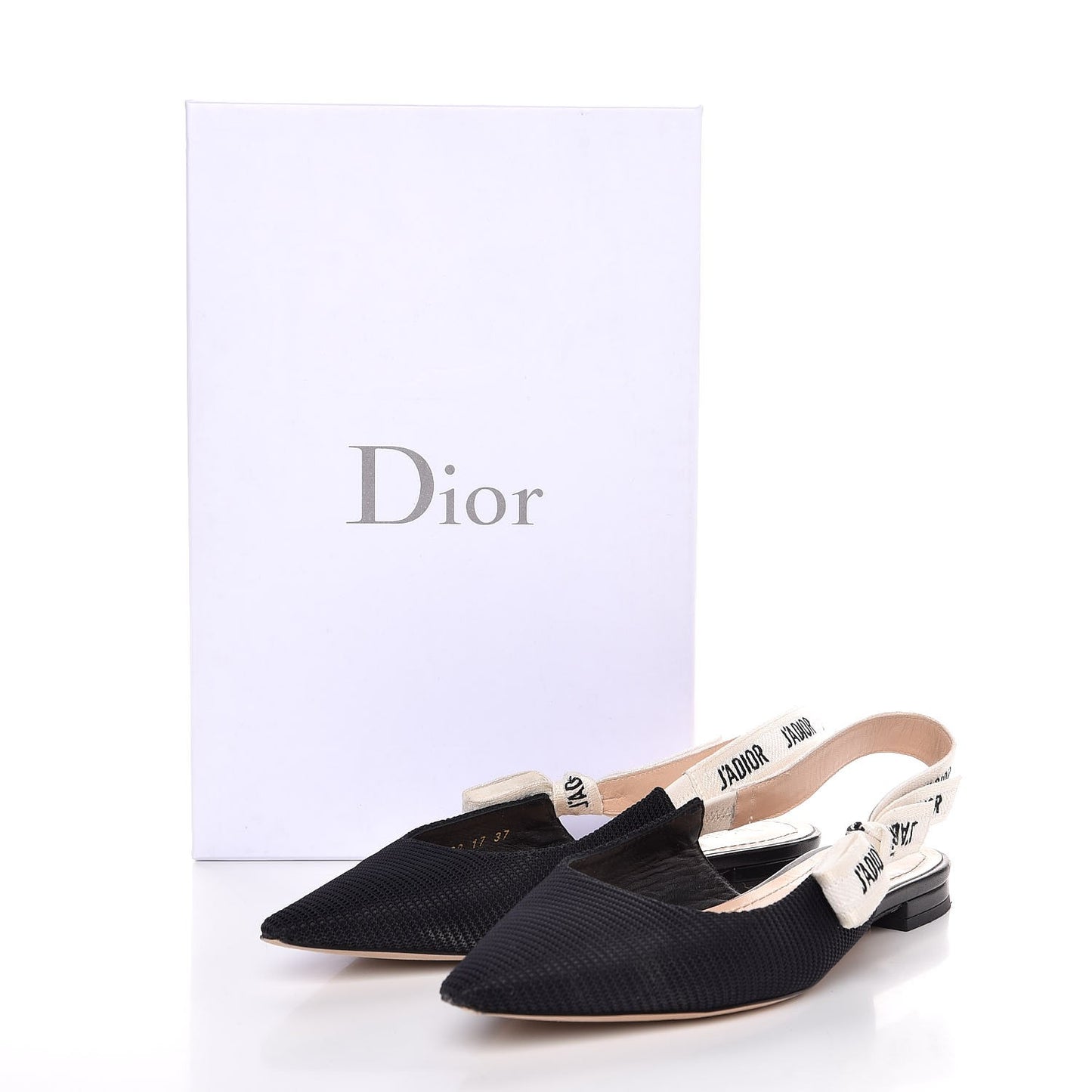 Technical Canvas Ribbon J'Adior Slingback Ballet Flats 37 Black