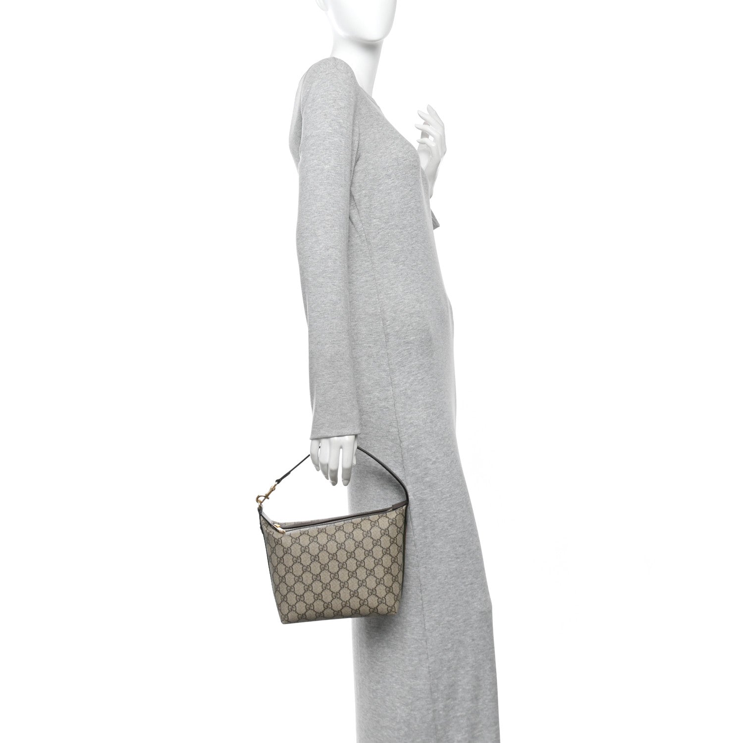 Gucci GG Supreme Monogram Textured Calfskin Web Super Mini Ophidia Shoulder Bag Beige Ebony New Acero 2 of 10