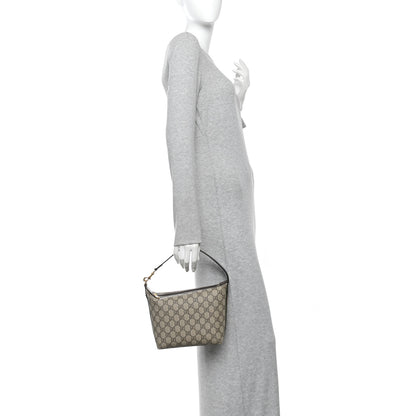 Gucci GG Supreme Monogram Textured Calfskin Web Super Mini Ophidia Shoulder Bag Beige Ebony New Acero 2 of 10