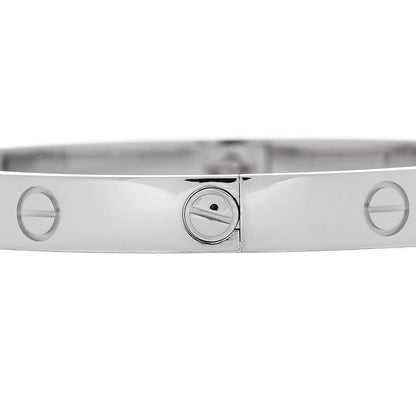 Cartier 18K White Gold 4 Diamond Love Bracelet 17 5 of 9