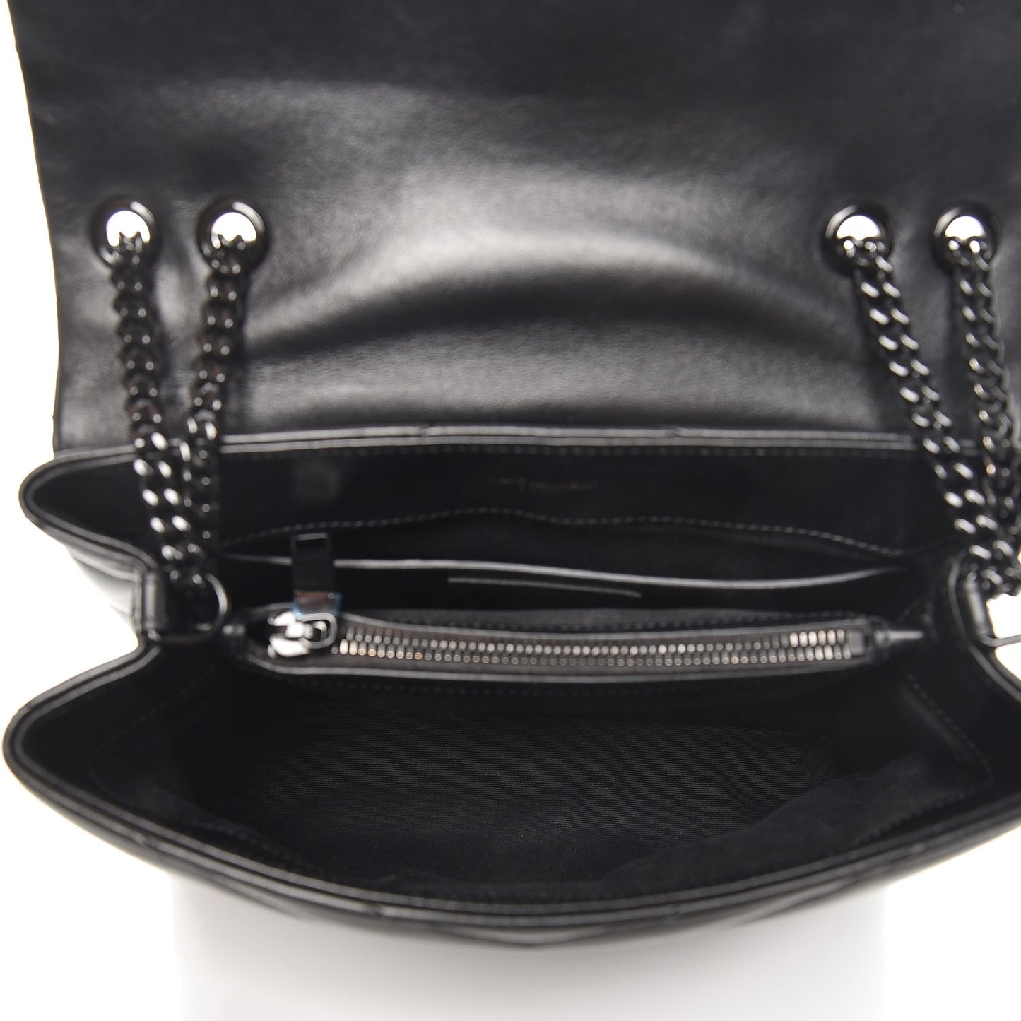 Calfskin Y Quilted Monogram Small Loulou Chain Satchel Black