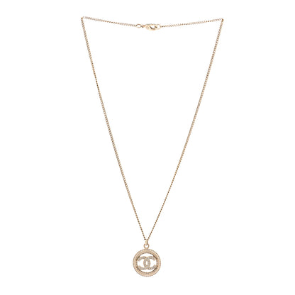 Chanel Crystal CC Medallion Pendant Necklace Gold 3 of 6