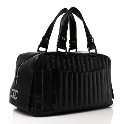 Chanel Lambskin Vertical Quilted Mademoiselle Satchel Black 3 of 13