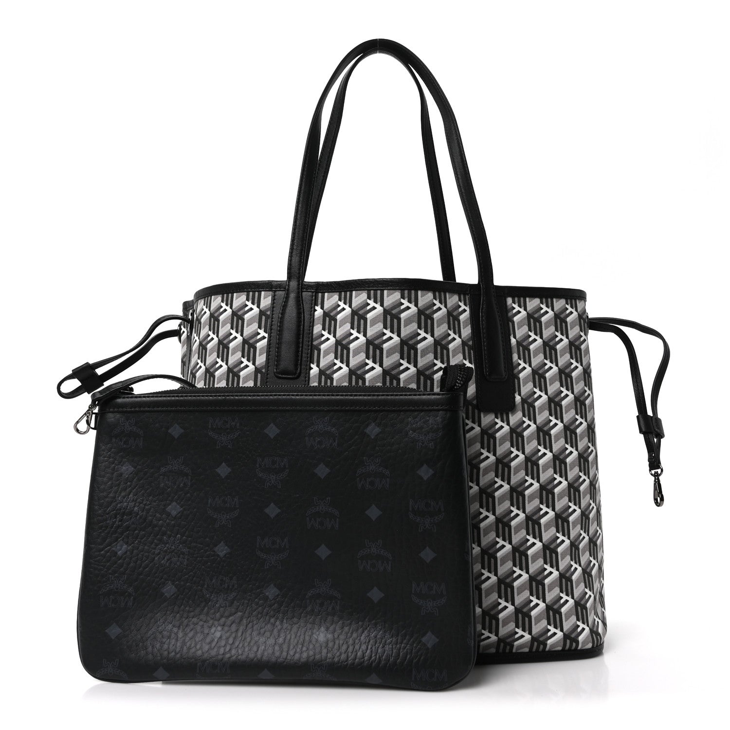 MCM Visetos Medium Liz Reversible Shopper Tote Black 4 of 16