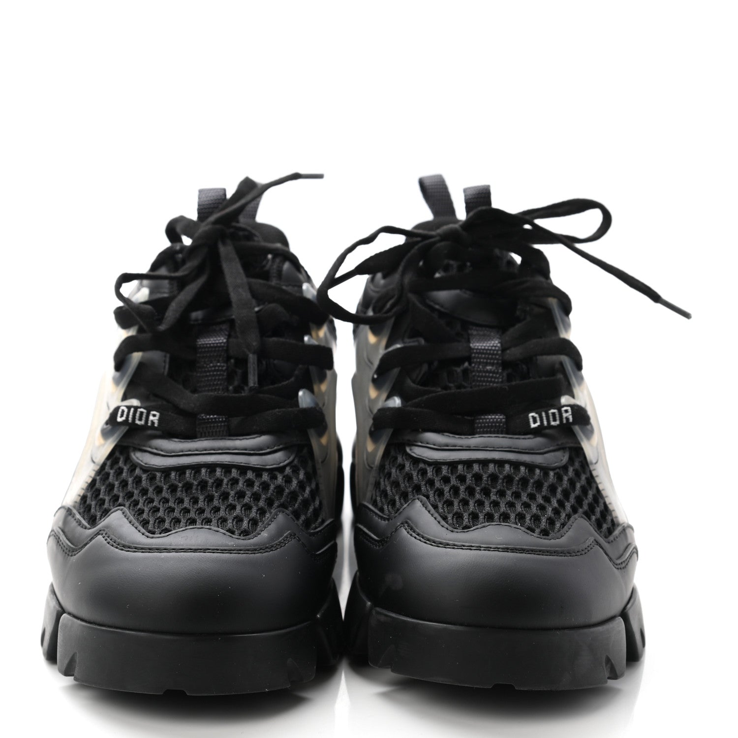 Christian Dior Mesh Calfskin Womens D-Connect Sneakers 38 Black 2 of 10